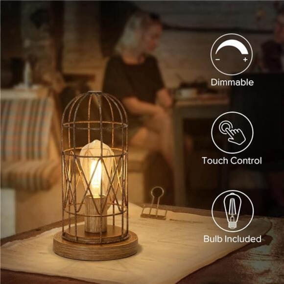 Touch Control Table Lamp for Small Spaces - 3 Way Dimmable Nightstand & Bedside - Picture 2 of 14